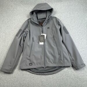 Dewbu Heated Soft Shell Hooded Jacket Womens Large Grey Polyester NWT No Battery
